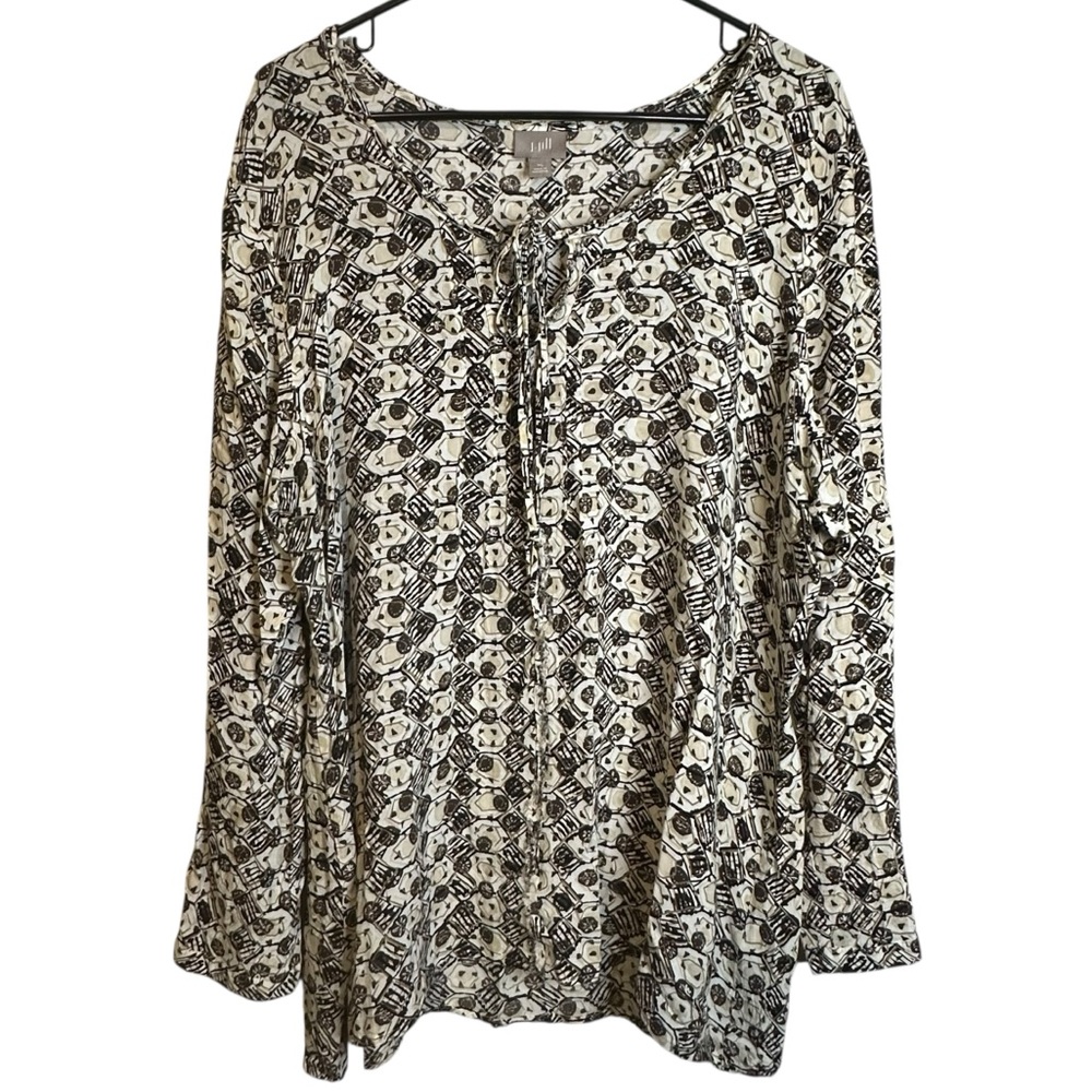 J Jill Abstract Boho Peasant Blouse XL Artsy  Bohemian Cottage Folk